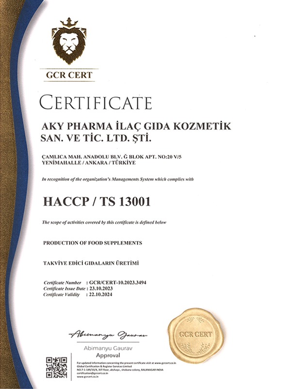 HACCP / TS 13001 Sertifikası